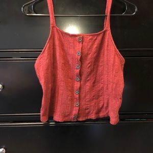 AEO red knit tank with buttons